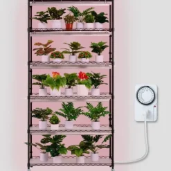 Plantestativ med vækstlys 6 etager, 180W, 70,9, indendørs plantedyrkningshylde, justerbar højde, moderne design.