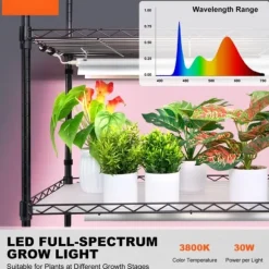 Plantestativ med vækstlys 6 etager, 180W, 70,9, indendørs plantedyrkningshylde, justerbar højde, moderne design.