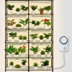 Plantestativ med vækstlys 6 etager, 200W, 59,1'', indendørs plantehylde, optimal vækst, justerbar lysstyrke.