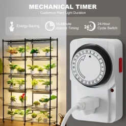 Plantestativ med vækstlys 6 etager, 200W, 59,1'', indendørs plantehylde, optimal vækst, justerbar lysstyrke.