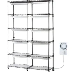 Plantestativ med vækstlys 6 etager, 200W, 59,1'', indendørs plantehylde, optimal vækst, justerbar lysstyrke.