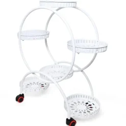 Plantestativ på hjul, flerniveaus forskudt design, slidstærk jernramme i høj kvalitet