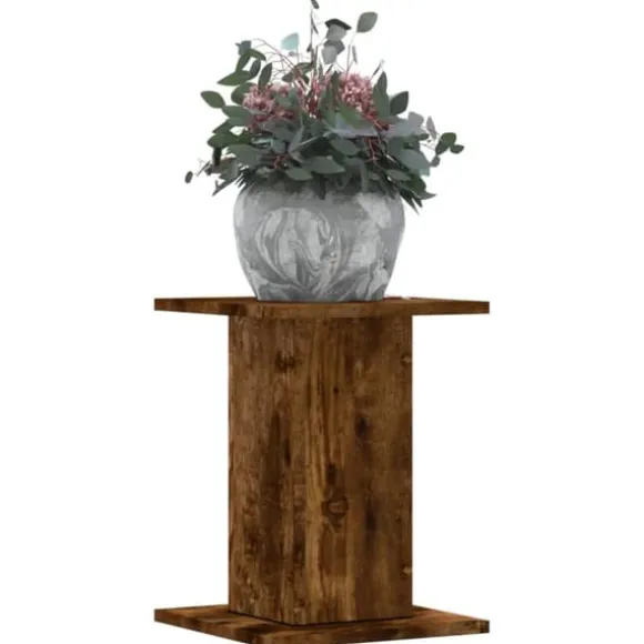 Plantestativer 2 stk. - Slidstærkt konstrueret træ | Størrelse: 30x30x40 cm | Farve: Røget eg