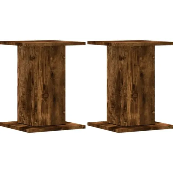 Plantestativer 2 stk. - Slidstærkt konstrueret træ | Størrelse: 30x30x40 cm | Farve: Røget eg