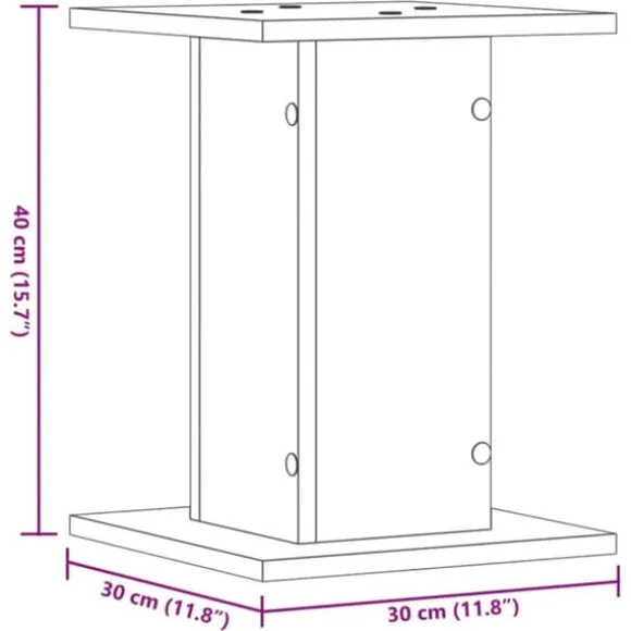 Plantestativer 2 stk. - Slidstærkt konstrueret træ | Størrelse: 30x30x40 cm | Farve: Røget eg