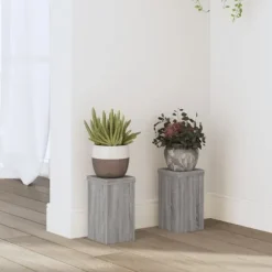 Plantestativer 2 stk. - Slidstærkt trædesign | Farve: Grå sonoma-eg | Størrelse: 10x10x18 cm