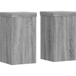 Plantestativer 2 stk. - Slidstærkt trædesign | Farve: Grå sonoma-eg | Størrelse: 10x10x18 cm