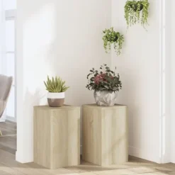 Plantestativer 2 stk. - Slidstærkt konstrueret træ i sonoma-eg | Størrelse: 30x30x50 cm