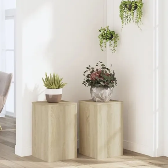 Plantestativer 2 stk. - Slidstærkt konstrueret træ i sonoma-eg | Størrelse: 30x30x50 cm