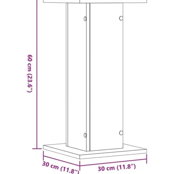 Plantestativer 2 stk. - Stabilt konstrueret træ | Farve: Betongrå | Størrelse: 30x30x60 cm