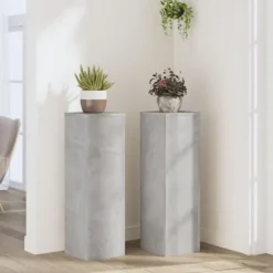 Plantestativer 2 stk. - Stabilt og tidløst design | Størrelse: 25x25x80 cm | Farve: Betongrå