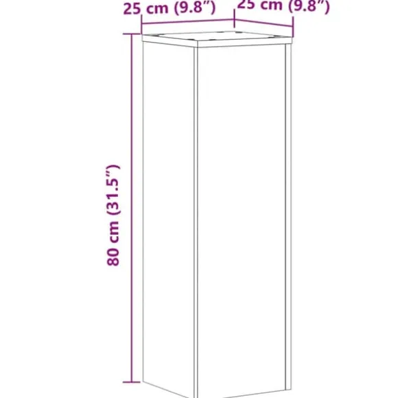Plantestativer 2 stk. - Stabilt og tidløst design | Størrelse: 25x25x80 cm | Farve: Betongrå