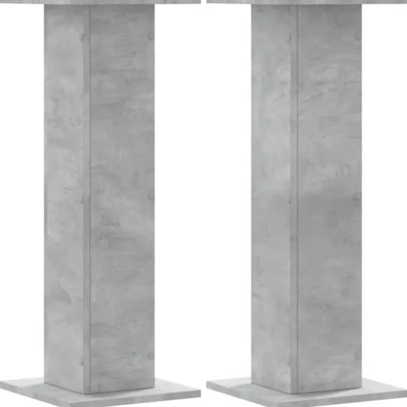 Plantestativer 2 stk. - Stabilt trædesign | Størrelse: 30x30x80 cm | Farve: Betongrå