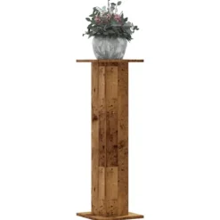 Plantestativer 2 stk. - Stabilt konstrueret træ | Størrelse: 30x30x95 cm | Farve: Antik træ
