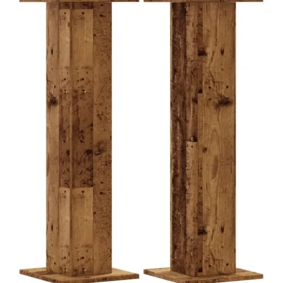 Plantestativer 2 stk. - Stabilt konstrueret træ | Størrelse: 30x30x95 cm | Farve: Antik træ