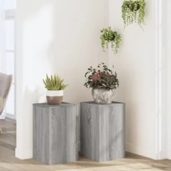 Plantestativer 2 stk. - Stabilt konstrueret træ | Farve: Grå Sonoma-eg | Størrelse: 30x30x50 cm