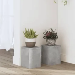 Plantestativer 2 stk. - Stabilt træ design til planter | Størrelse: 15x15x20 cm | Farve: Betongrå