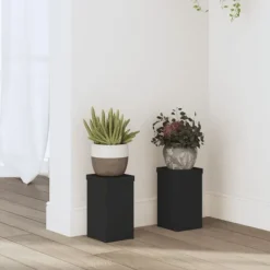 Plantestativer 2 stk. - Tidløst design i konstrueret træ | Størrelse: 10x10x18 cm | Farve: Sort