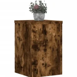 Plantestativer 2 stk. i konstrueret træ - Slidstærkt design | Størrelse: 20x20x30 cm | Farve: Røget eg