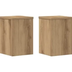 Plantestativer 2 stk. i konstrueret træ - Slidstærke og stilrene | Størrelse: 20x20x30 cm | Farve: Egetræsfarvet