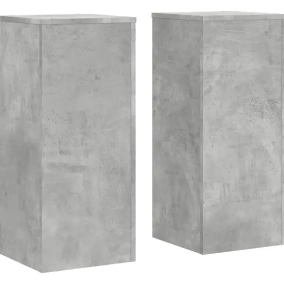 Plantestativer 2 stk. i konstrueret træ - Slidstærk design | Størrelse: 30x30x70 cm | Farve: Betongrå