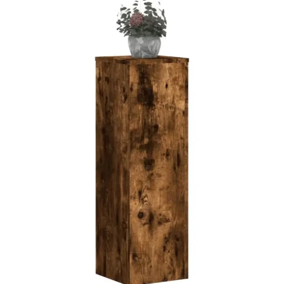 Plantestativer 2 stk. i konstrueret træ - Tidløst design | Størrelse: 25x25x80 cm | Farve: Røget eg