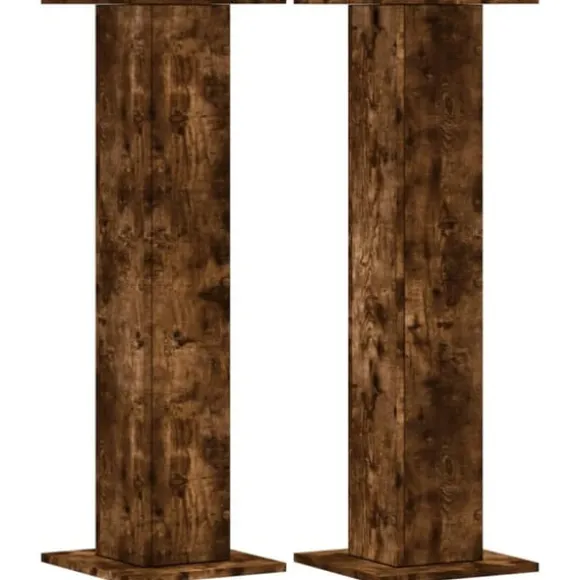 Plantestativer 2 stk. i konstrueret træ - Stabilt design | Størrelse: 30x30x95 cm | Farve: Røget eg