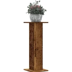 Plantestativer 2 stk. til indendørs planter - Stabile i konstrueret træ | Størrelse: 30x30x80 cm | Farve: Antikt træ