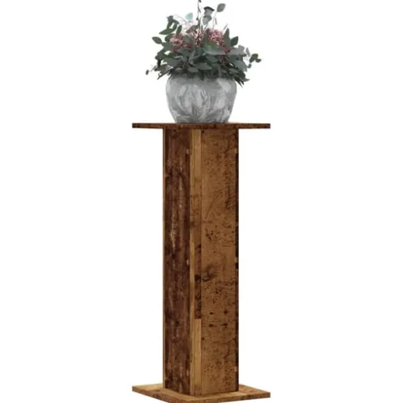 Plantestativer 2 stk. til indendørs planter - Stabile i konstrueret træ | Størrelse: 30x30x80 cm | Farve: Antikt træ