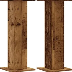 Plantestativer 2 stk. til indendørs planter - Stabile i konstrueret træ | Størrelse: 30x30x80 cm | Farve: Antikt træ