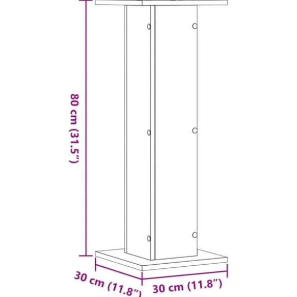 Plantestativer 2 stk. til indendørs planter - Stabile i konstrueret træ | Størrelse: 30x30x80 cm | Farve: Antikt træ