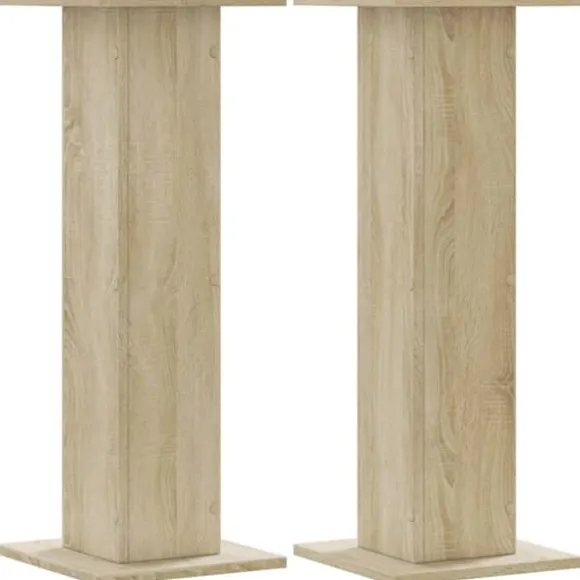 Plantestativer i 2-pak - Hule træstativ | Størrelse: 30x30x80 cm | Farve: Sonoma-eg