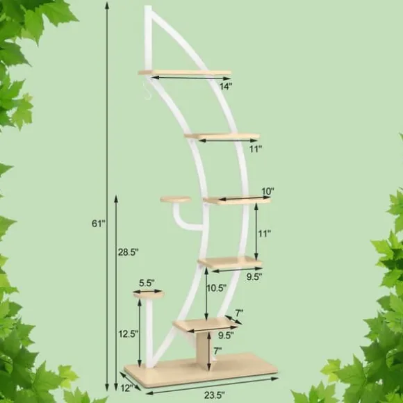 Plantestativholder, 60×30×155 cm, Hvid