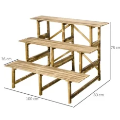 Plantetrappe 3 trin gran 100x80x78 cm til have altan terrasse