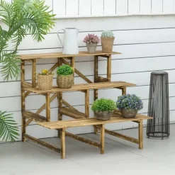 Plantetrappe 3 trin gran 100x80x78 cm til have altan terrasse
