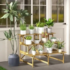 Plantetrappe/blomsterreol 3 trin gran 120x80x78 cm til have altan terrasse
