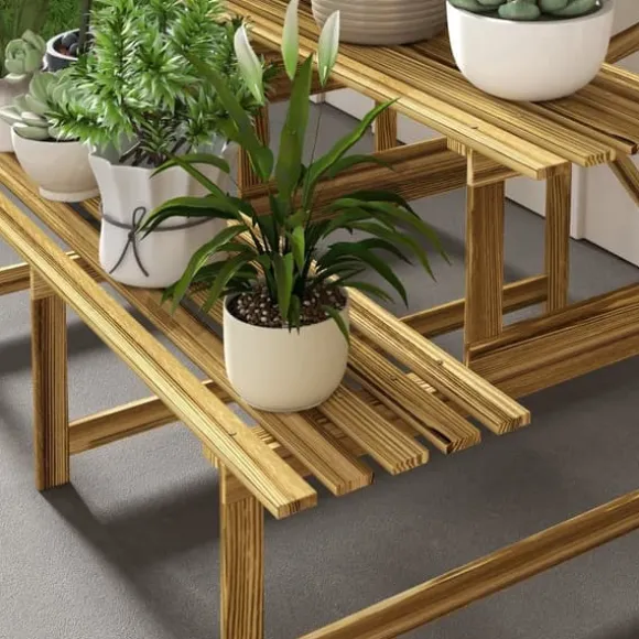 Plantetrappe/blomsterreol 3 trin gran 120x80x78 cm til have altan terrasse