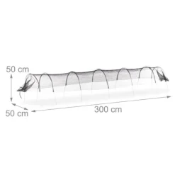Plantetunnel, 300x70x50 cm, Sort