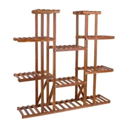Planteudstillingsstand, Multi-niveau Design, Robust Trækonstruktion,Brun