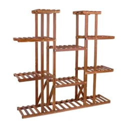 Planteudstillingsstand, Multi-niveau Design, Robust Trækonstruktion,Brun