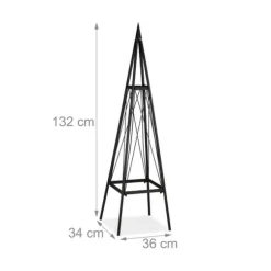 Planteunderstøttelse Obelisk, 132x36x34 cm, Sort