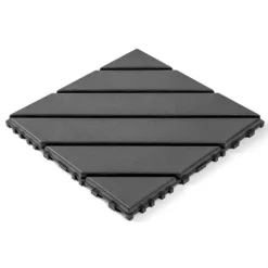 Plast dækfliser, 44 stk, 12"x12" firkantede vandafvisende udendørs fliser, til poolkant, balkon, have, indendørs og udendørs, mørkegrå