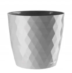 Plastik rund urtepotte grå 12 cm Cristal