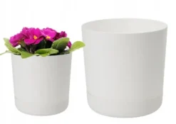 Plastik urtepotte med stativ 13x14,6 cm hvid mat
