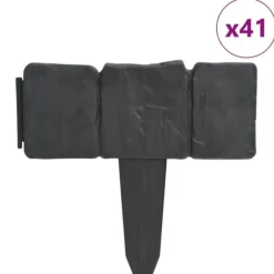 Plænekanter 41 stk. 10 m i plast med stenlook | Farve: Grå | Størrelse: 25 cm x 22,5 cm