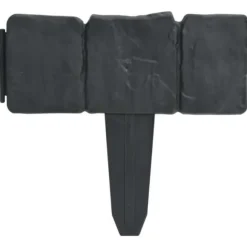 Plænekanter 41 stk. 10 m i plast med stenlook | Farve: Grå | Størrelse: 25 cm x 22,5 cm