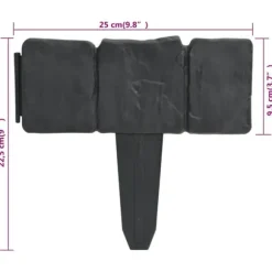 Plænekanter 41 stk. 10 m i plast med stenlook | Farve: Grå | Størrelse: 25 cm x 22,5 cm