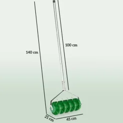 Plænelufter 45 cm manuel med 30 pigge, jordlufter/vertikalskærer til græsplæne