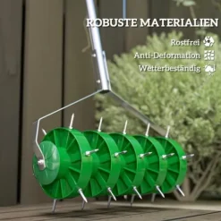 Plænelufter 45 cm manuel med 30 pigge, jordlufter/vertikalskærer til græsplæne
