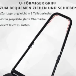 Plænerulle Ø40 cm med U-håndtag – 60 L vand/sand, sort stål 57×40×123 cm